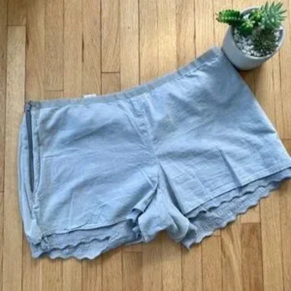 J.Crew Embroidered Lace Eyelet Scallop Hem Cotton Shorts Grey Size 6 - Picture 5 of 5
